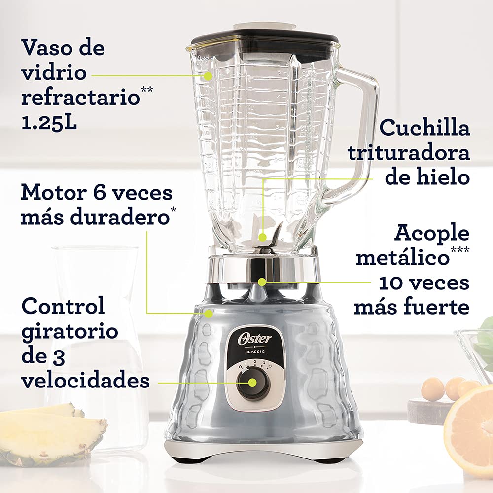 Oster Original 3-Speed Chrome Blender compact countertop unit fits most kitchens.