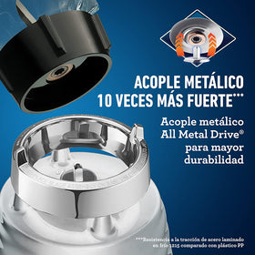 Oster Original 3-Speed Chrome Blender stainless steel blades for smooth purees and creamy textures.