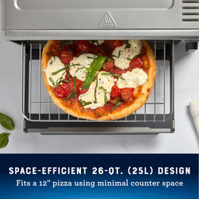 Oster air fry with perforated interior for crispy finishes with less oil.