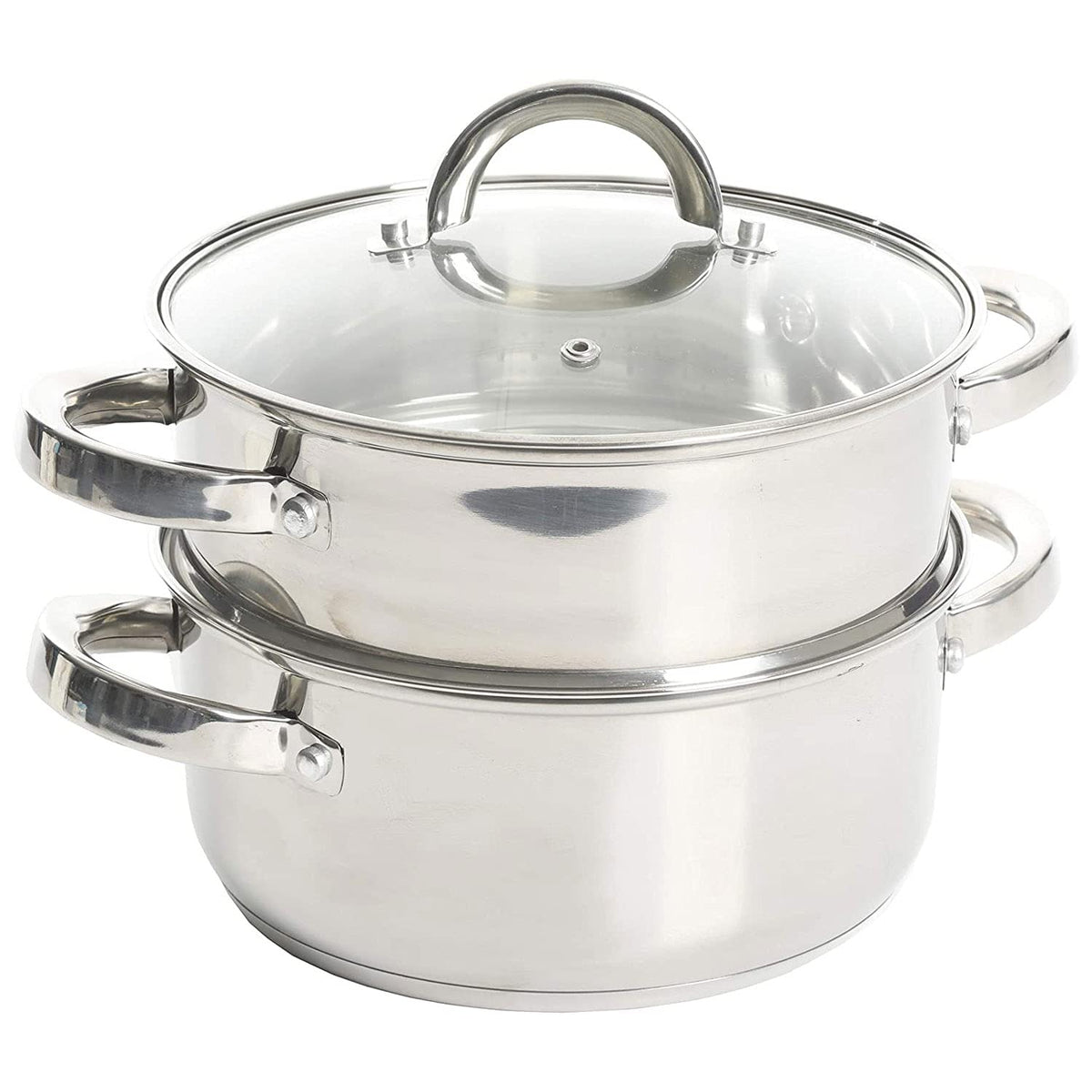 Oster Sangerfield 3-quart Dutch oven with steamer basket ready for multi‑layer steaming
