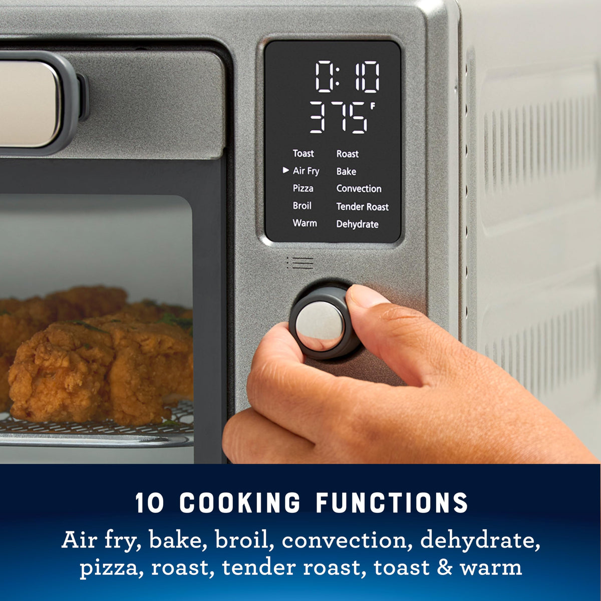 Oster TenderRoast low-temp feature in action for tender poultry and meat options.