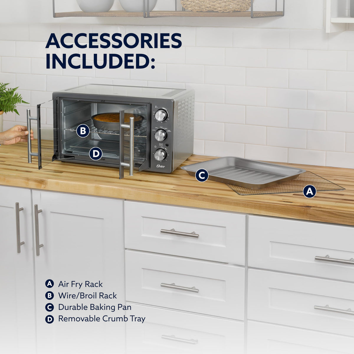 Oster two large pizzas fit comfortably in the oven for gatherings