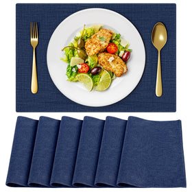 OSUASN navy blue double-layer placemats protect the table in front view