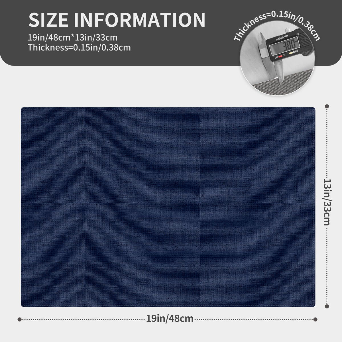 OSUASN navy blue placemats stacked flat demonstrating thickness
