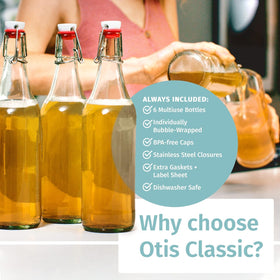 Otis Classic dishwasher-safe glass bottles simplify cleanup after brewing.