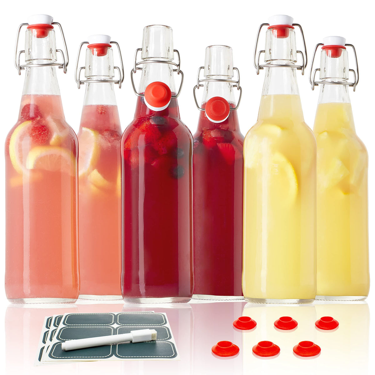 Otis Classic clear swing-top bottle 16oz ideal for homemade kombucha and syrups.