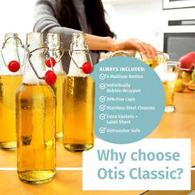 Otis Classic transparent bottle on kitchen counter highlights ingredients.