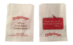 Otis Spunkmeyer white bags for goody packaging and party favors