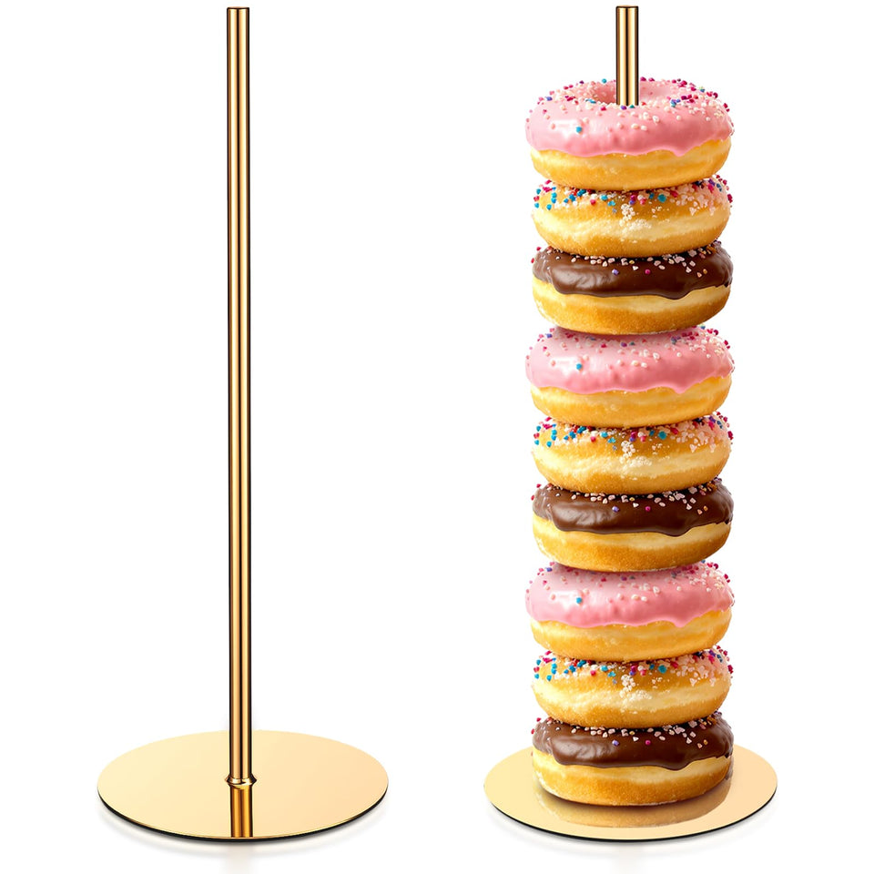 Otoolling donut stand gold with 12-inch tower for elegant party displays