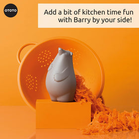 OTOTO Barry the Bear grater shown in a cozy kitchen scene