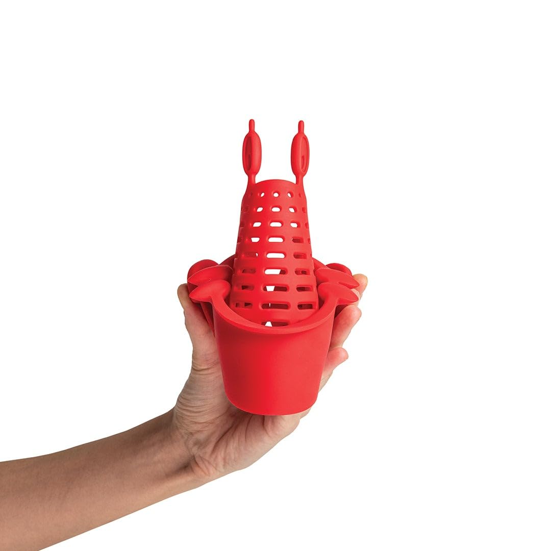 Bright red Crabby adds playful charm while delivering practical kitchen help.