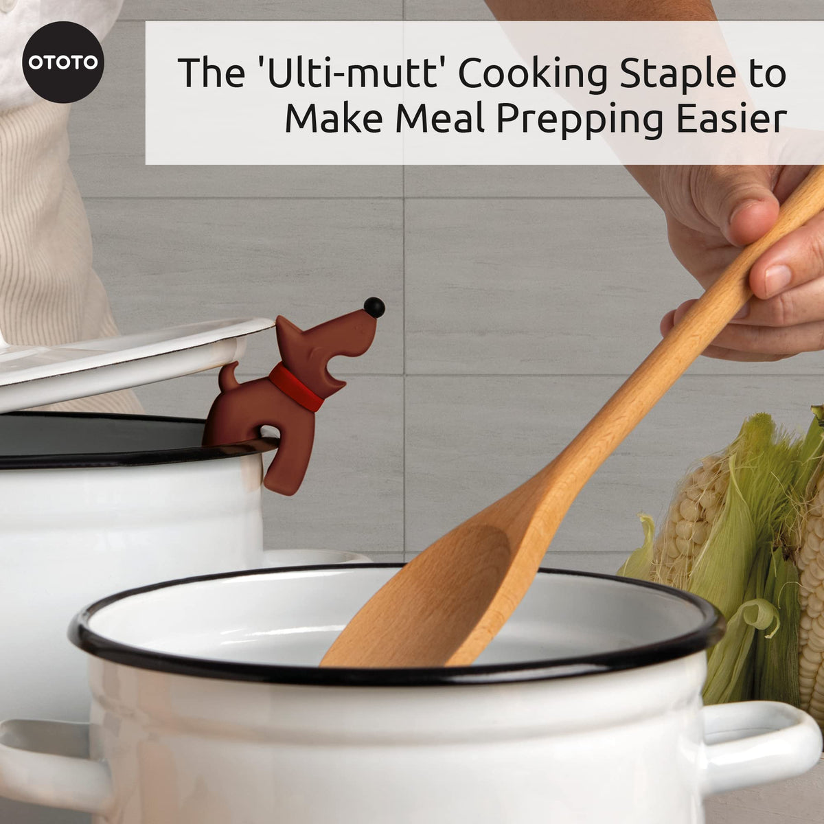 OTOTO dishwasher-safe spoon rest makes quick cleanup after cooking easy.