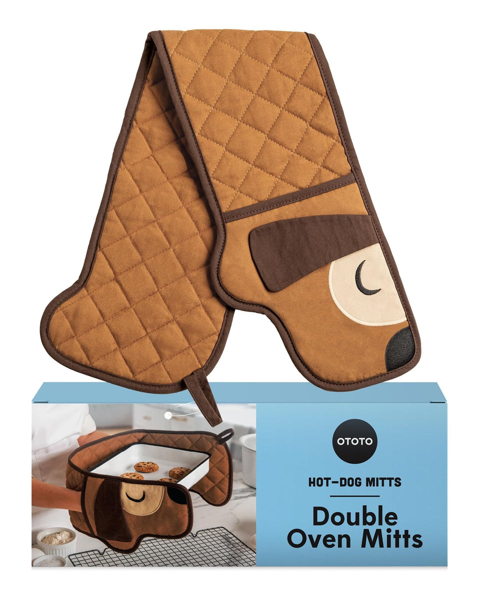 OTOTO hot-dog double oven mitts with cute design protect hands while baking