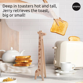 OTOTO Jerry the Giraffe wooden tongs provide heat-safe versatility