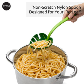 OTOTO Jungle Spoon nylon head protects nonstick cookware from scratches.
