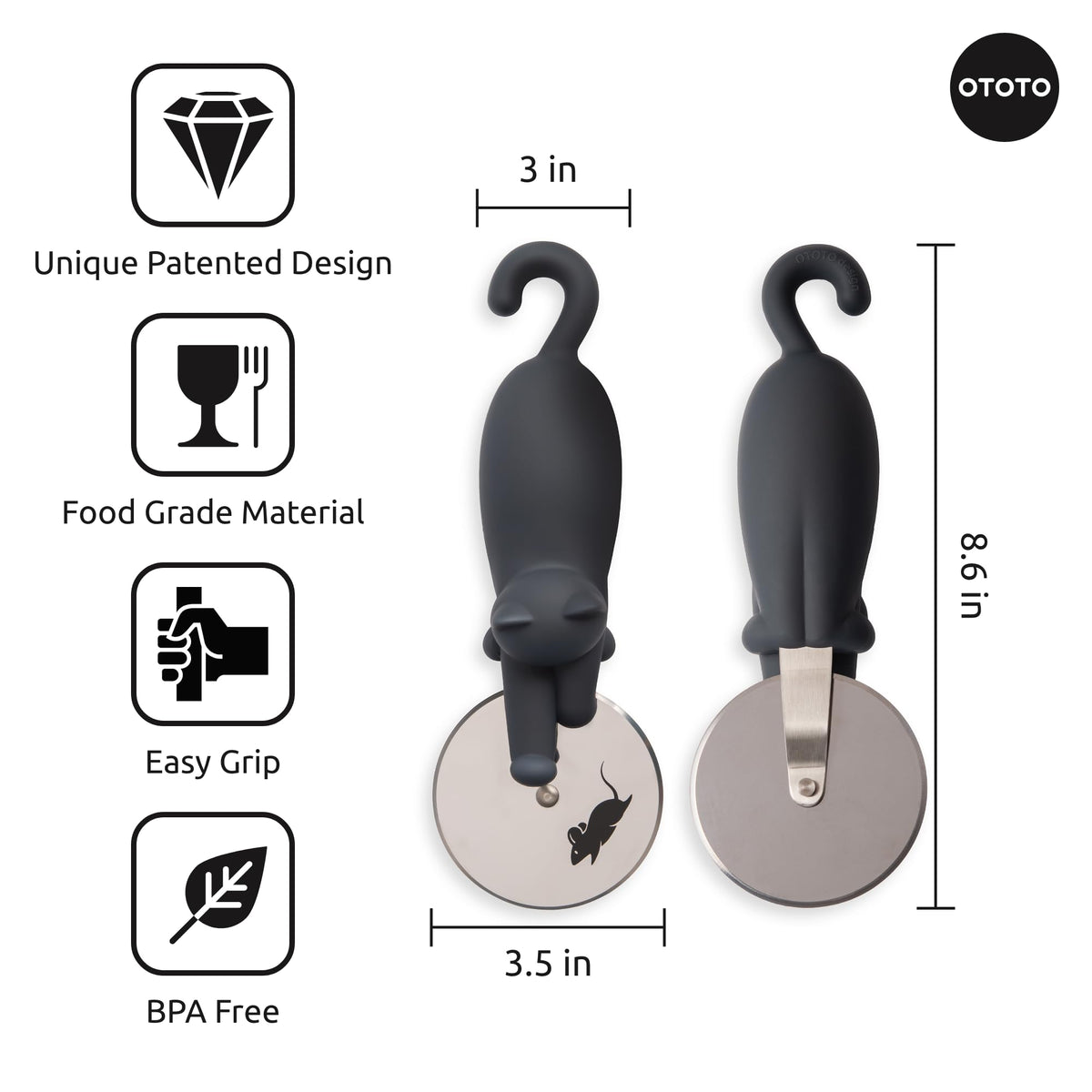 Built-in storage hook keeps Kitty Cut within arm's reach.
