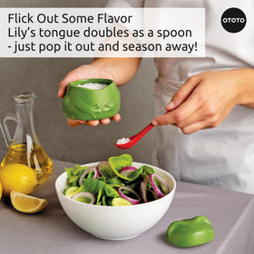 OTOTO Lily ceramic salt holder is BPA-free and dishwasher-safe for easy cleaning.