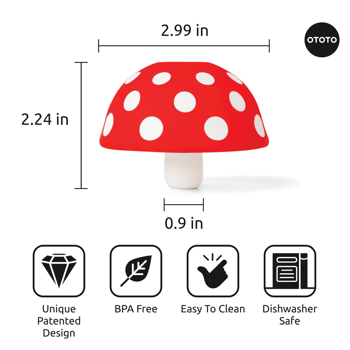 OTOTO Mushroom silicone funnel is BPA-free and dishwasher safe for easy cleaning.