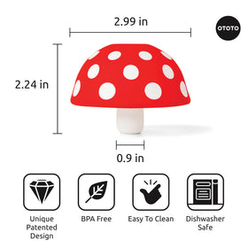 OTOTO Mushroom silicone funnel is BPA-free and dishwasher safe for easy cleaning.