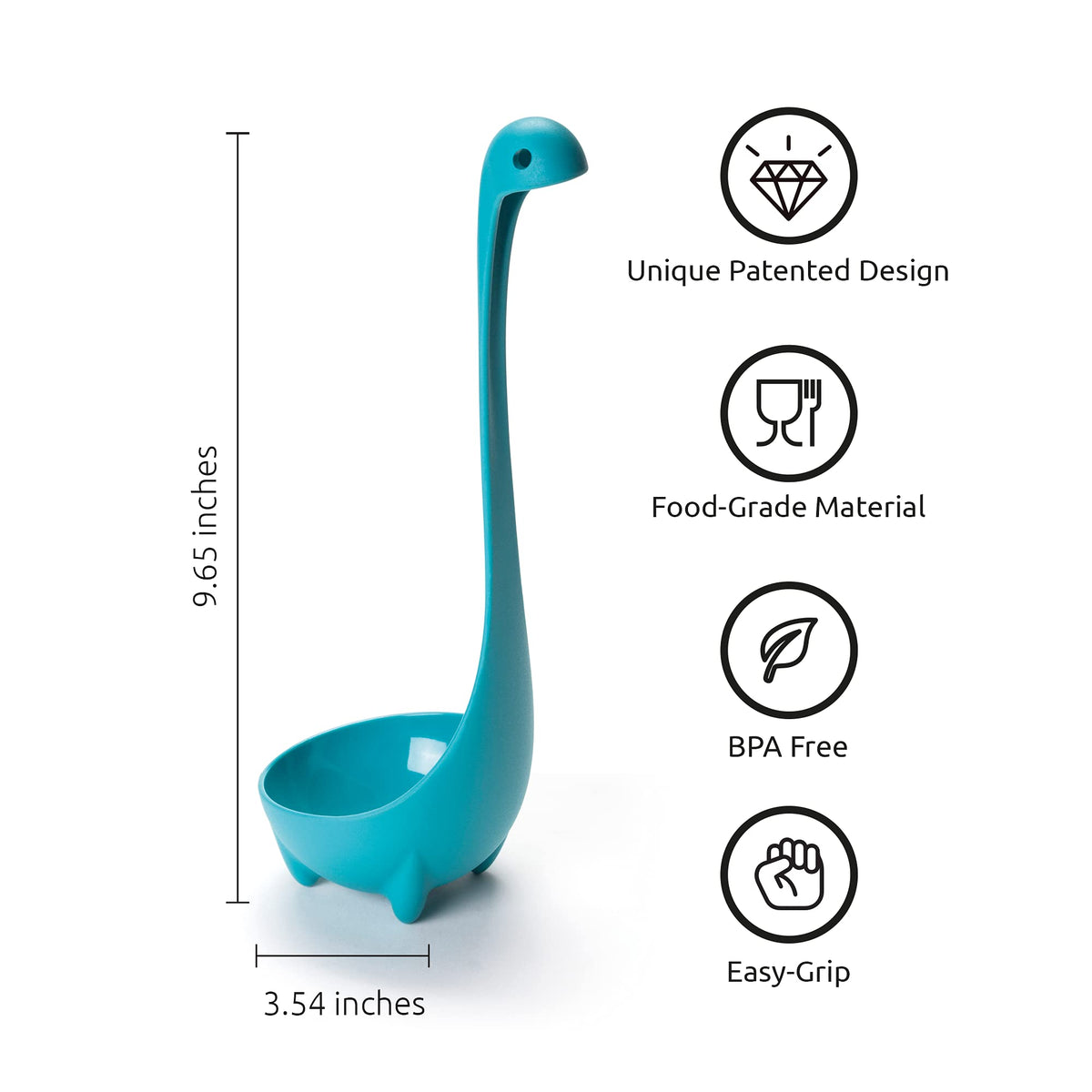 OTOTO Nessie Ladle purple design shown in a hero shot for easy serving