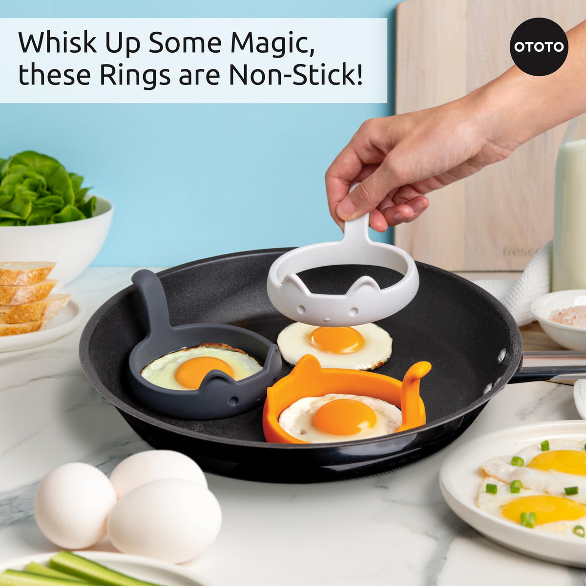OTOTO PanCats non-stick egg rings for easy lifting