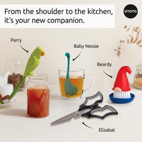 OTOTO Parry parrot-designed spatula that cleans tight corners effortlessly.