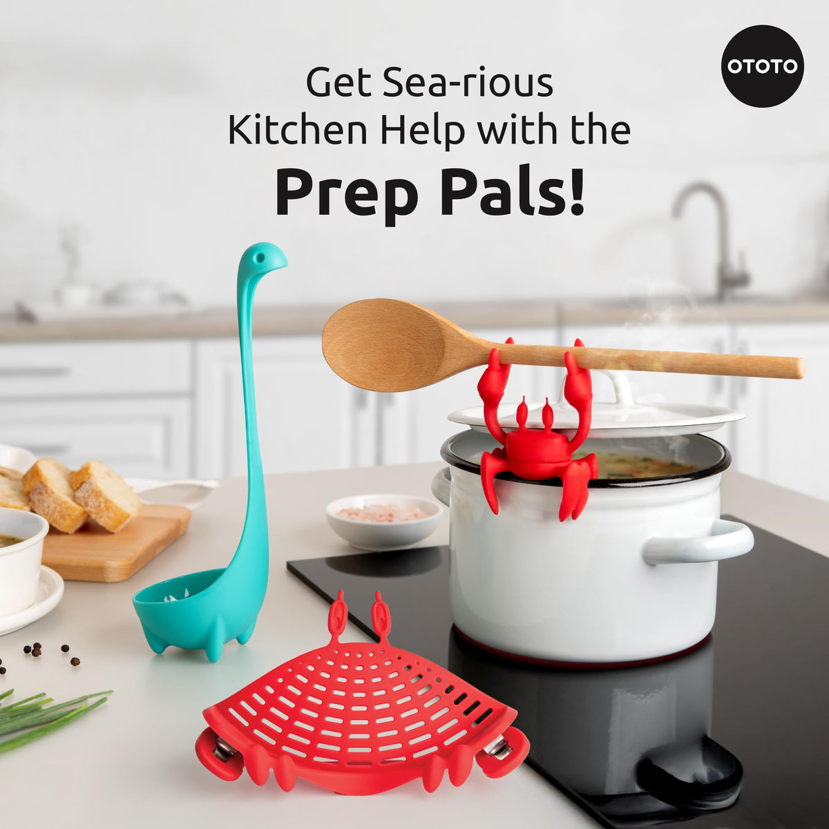OTOTO Prep Pals Nessie soup ladle scoops from deep pots with ease