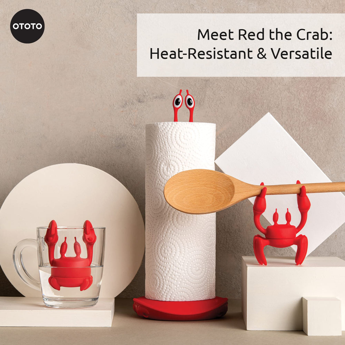 OTOTO Red the Crab countertop design reduces clutter while cooking
