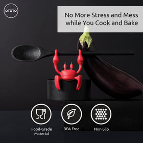 OTOTO Red the Crab lid-gripping legs secure lids during cooking