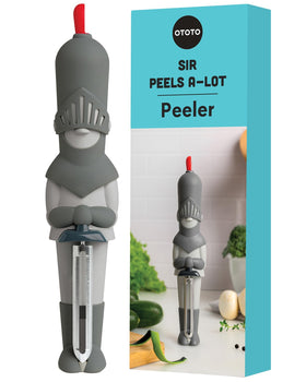 OTOTO Sir Peels A-Lot knight peeler ready for potato prep and veggie tasks.
