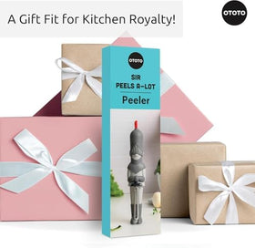 OTOTO Sir Peels A-Lot peels potatoes on the counter with quick, smooth motion.