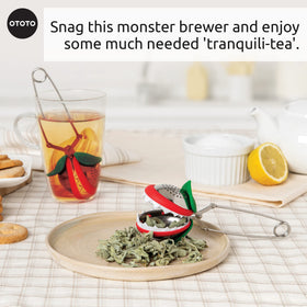 OTOTO Tea Trap sits in a modern kitchen as a cute tea gadget.