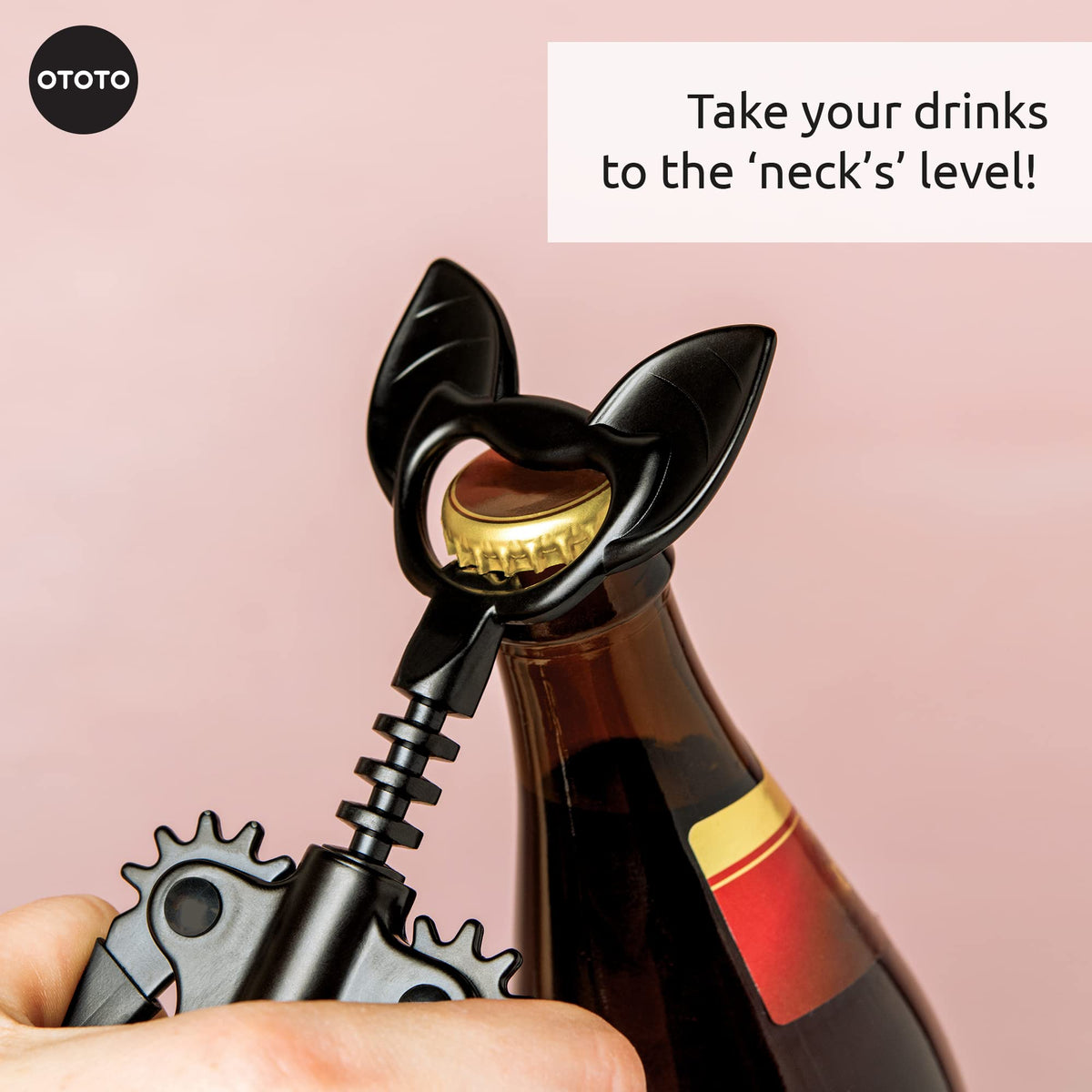 OTOTO Vino Spooky Bat ready to pour beer or wine with one twist.