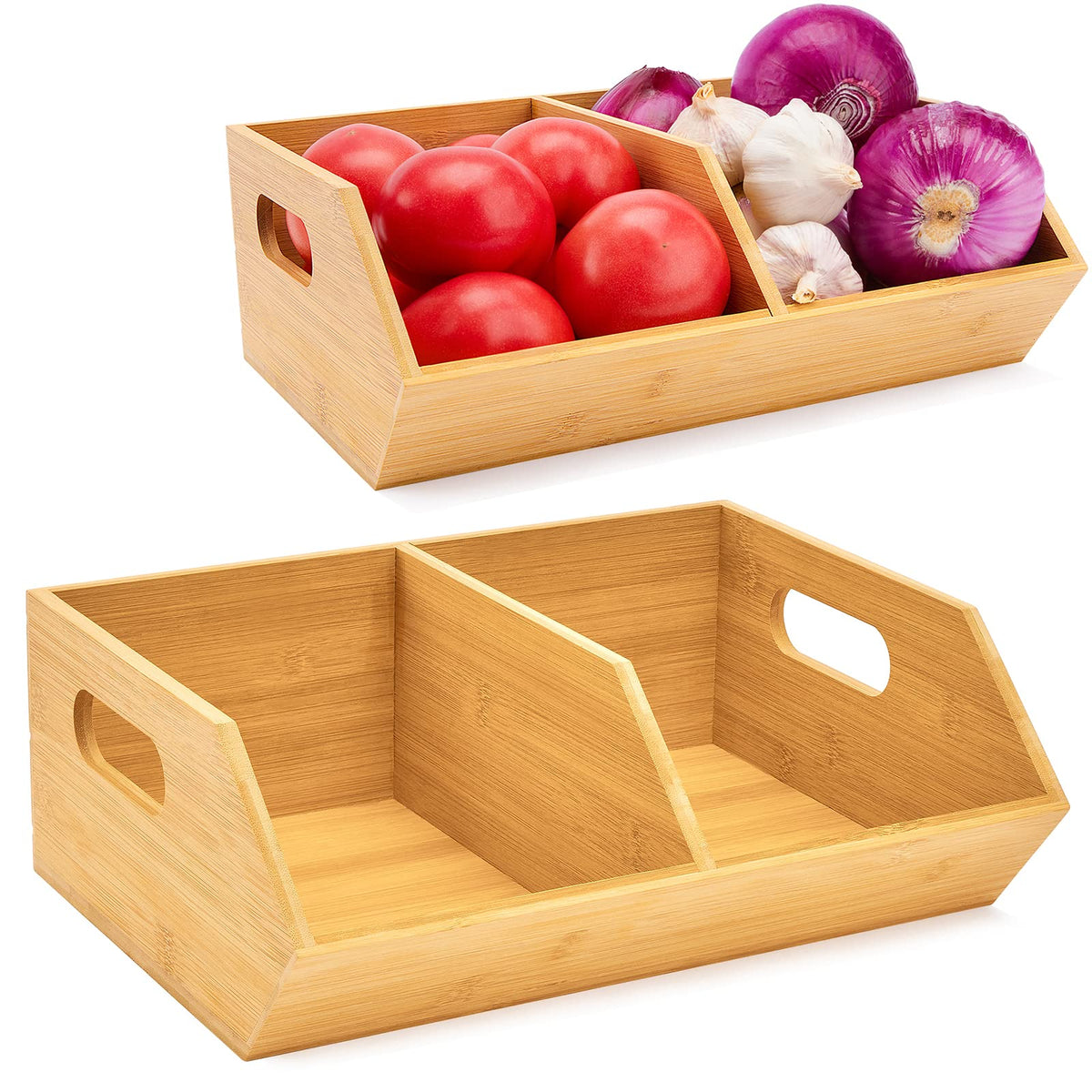 otovioia bamboo storage bin 2pc-set for organized pantry and easy access.