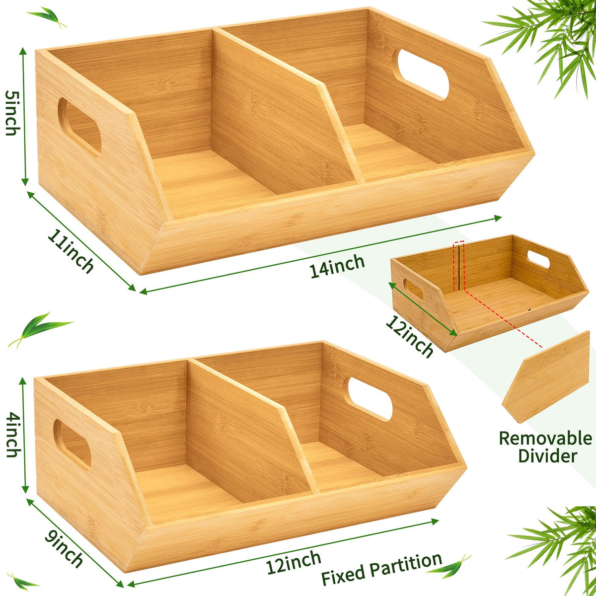 otovioia bamboo storage bin stackable design saves pantry space.