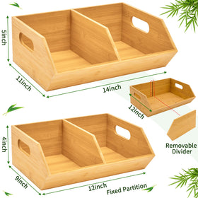 otovioia bamboo storage bin stackable design saves pantry space.
