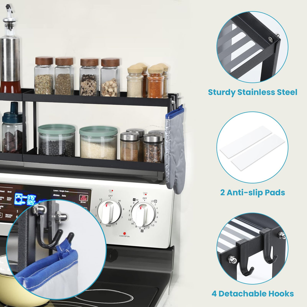 OTraki stainless steel magnetic shelf highlighting rust resistance and durable finish