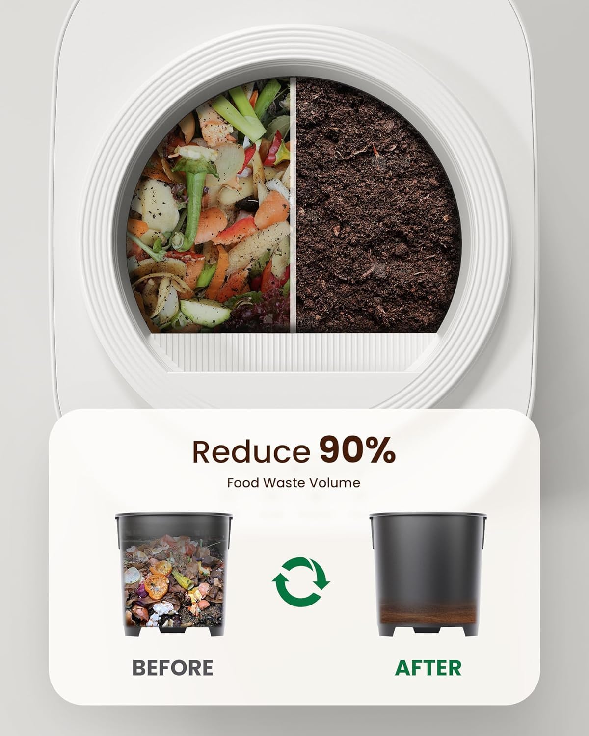 Ouaken low noise operation is quiet enough for nighttime composting.