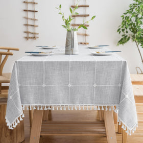 Oubonun square grey tablecloth 55x55 with elegant drape for dining