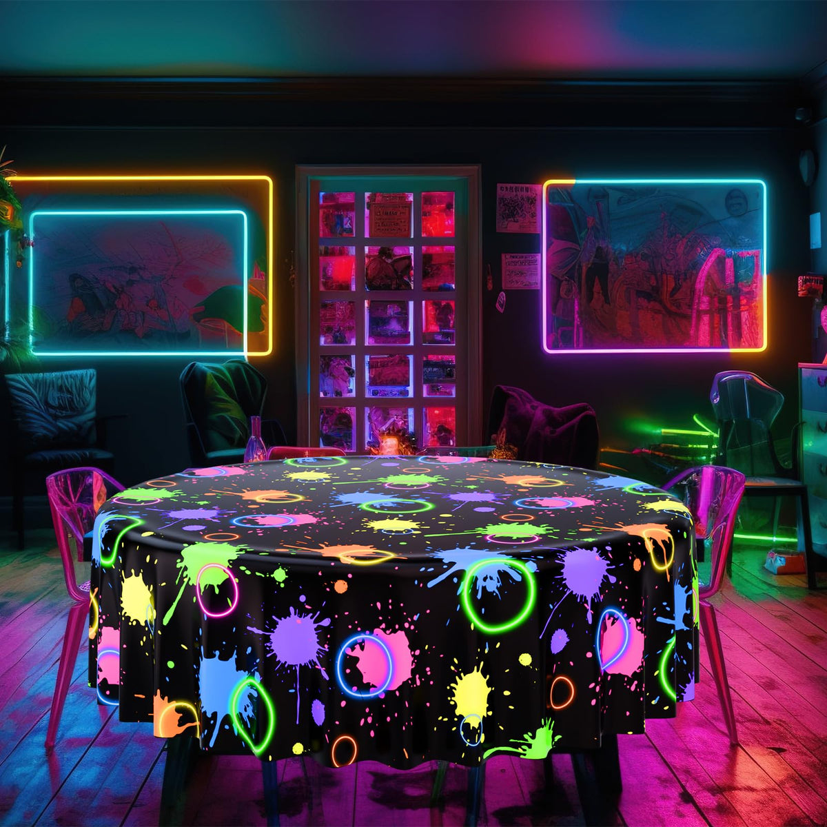Oudain six-piece neon tablecloth pack for versatile, budget-friendly setups.