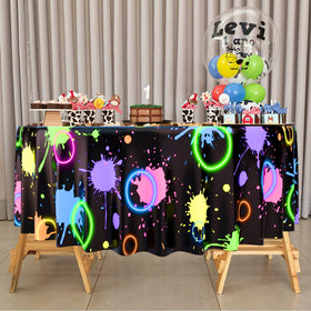 Oudain disposable neon tablecloth for easy cleanup after celebrations.