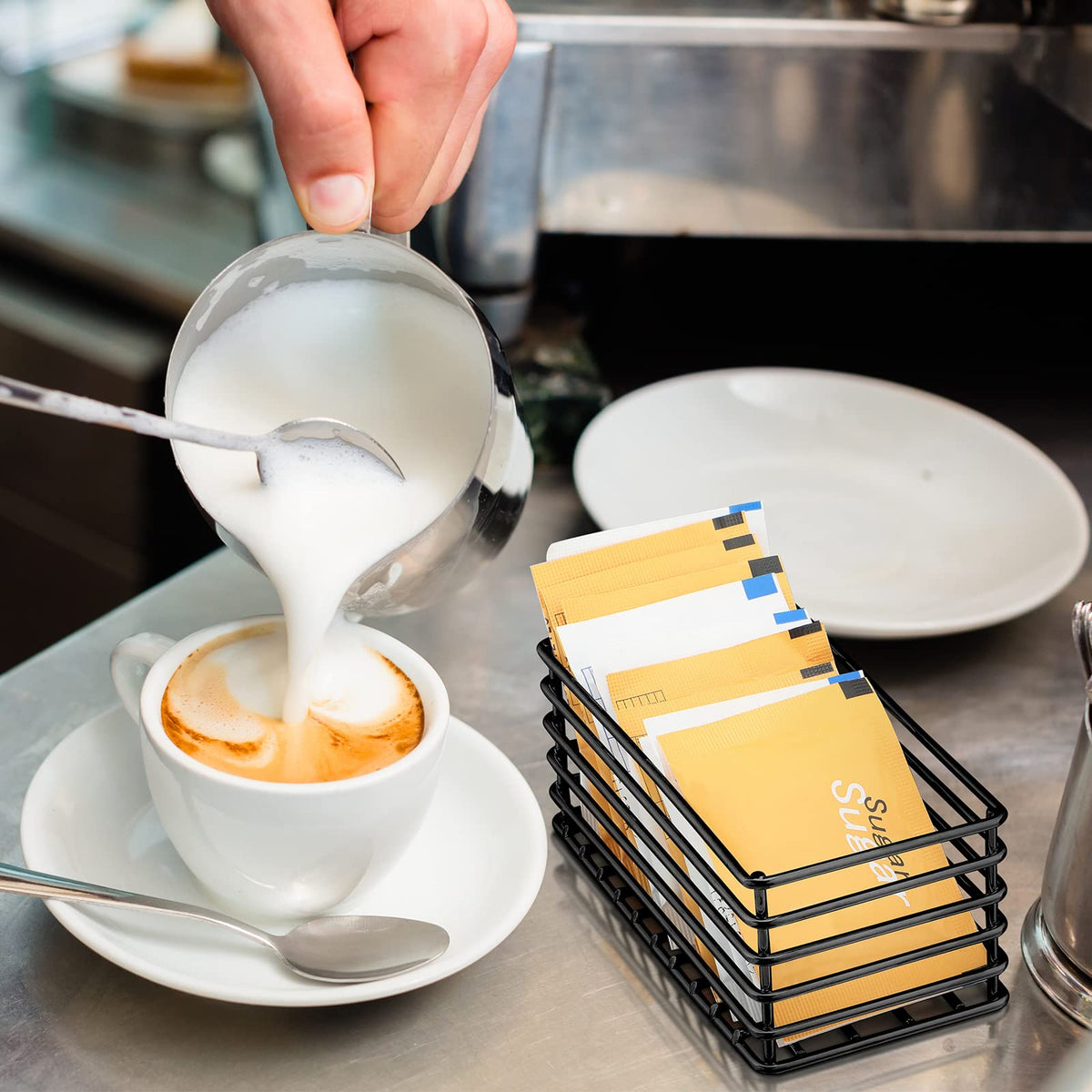 Oudain hollow-wire design allows visibility and easy access to small condiments.