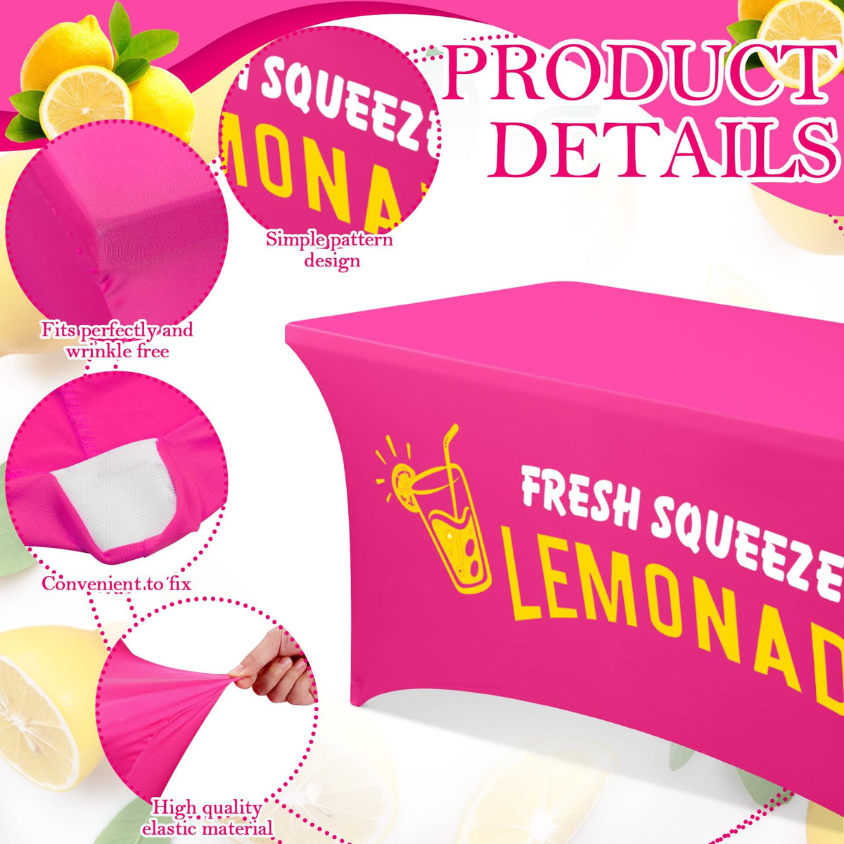 Oudain lemonade pattern closeup highlighting fresh-squeezed lemonade to attract passers-by at stalls.