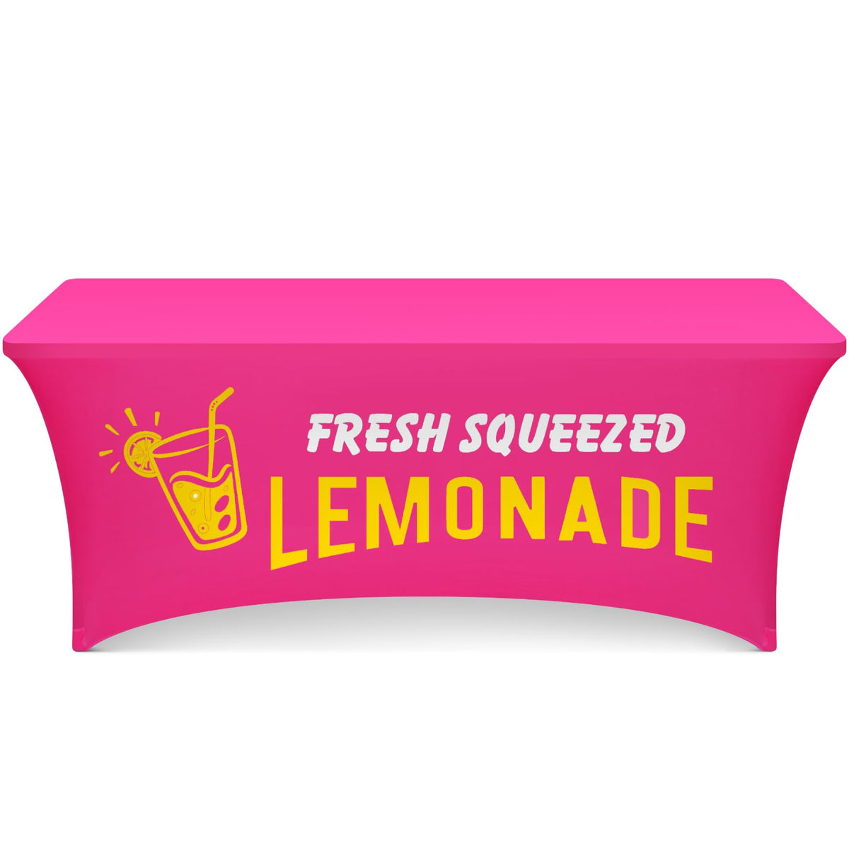 Oudain lemonade tablecloth hot pink on a 6ft table for eye-catching summer setup.