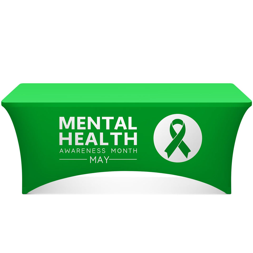 Oudain mental health tablecloth with green ribbon for awareness events