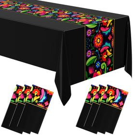 Oudain Mexican Fiesta tablecloth pack 6 for easy multi-table decor.