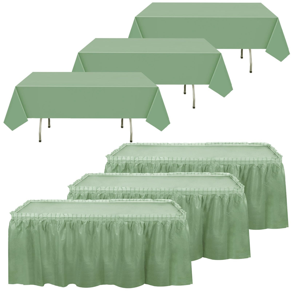 Oudain sage-green disposable tablecloth 54x108 inches for easy party cleanup.