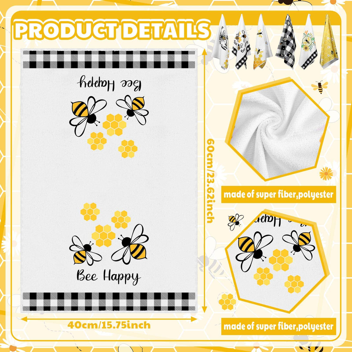 Oudain 40x60 cm towels offer generous coverage for hands and dishes.