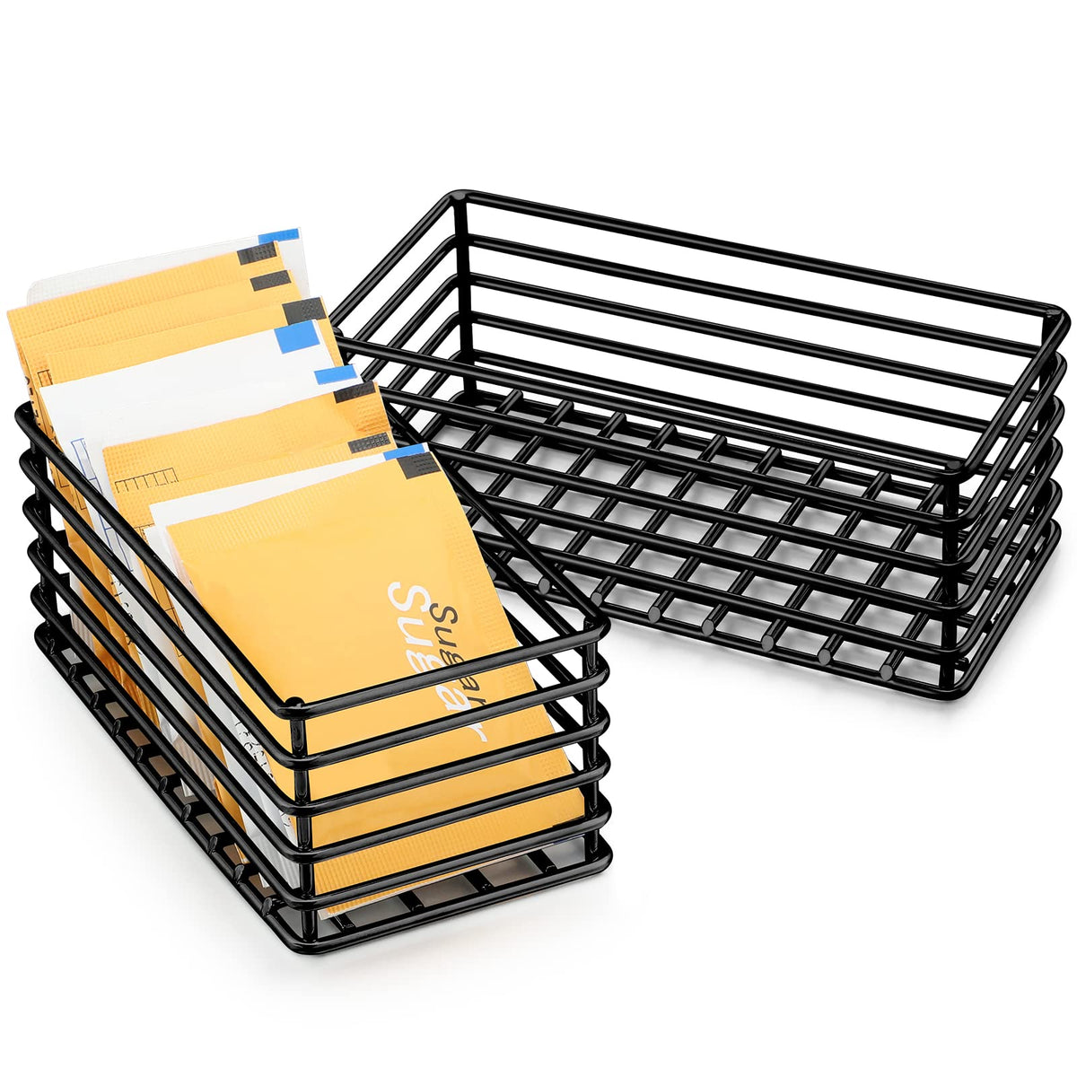 Oudain sugar packet basket in black keeps sugars neatly organized on your countertop.