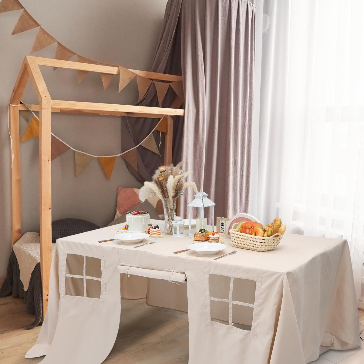 Oudain tablecloth playhouse portable design folds for storage and trips